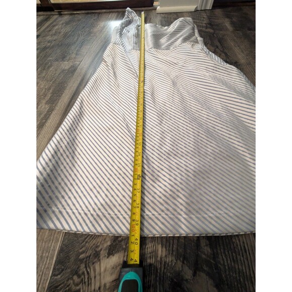 Banana Republic One Shoulder Satin Blue White Stripe Fit and Flare Dress size 8 - Picture 11 of 11